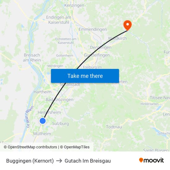 Buggingen (Kernort) to Gutach Im Breisgau map