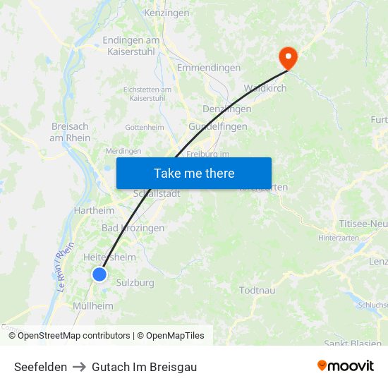 Seefelden to Gutach Im Breisgau map