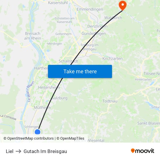 Liel to Gutach Im Breisgau map