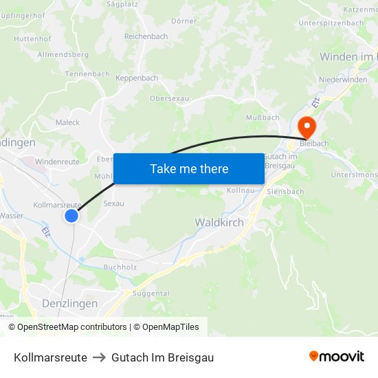 Kollmarsreute to Gutach Im Breisgau map