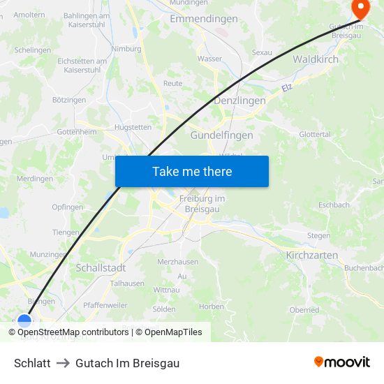 Schlatt to Gutach Im Breisgau map