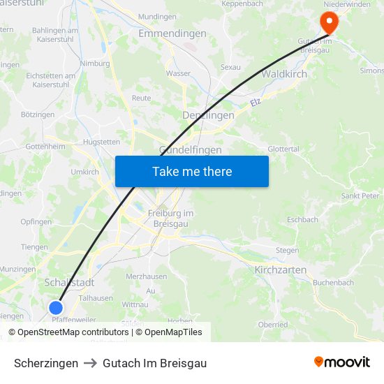 Scherzingen to Gutach Im Breisgau map