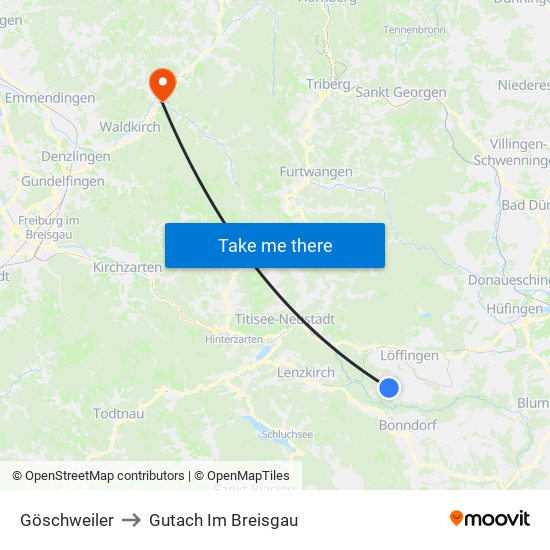 Göschweiler to Gutach Im Breisgau map