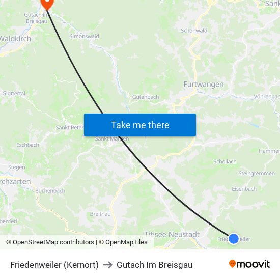 Friedenweiler (Kernort) to Gutach Im Breisgau map