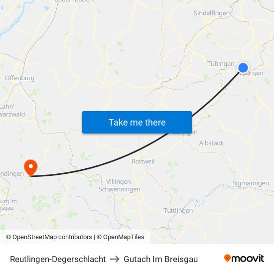 Reutlingen-Degerschlacht to Gutach Im Breisgau map