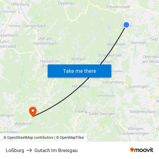 Loßburg to Gutach Im Breisgau map