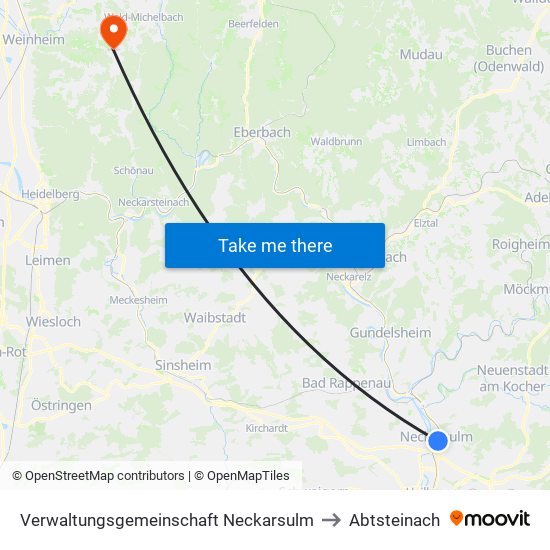 Verwaltungsgemeinschaft Neckarsulm to Abtsteinach map