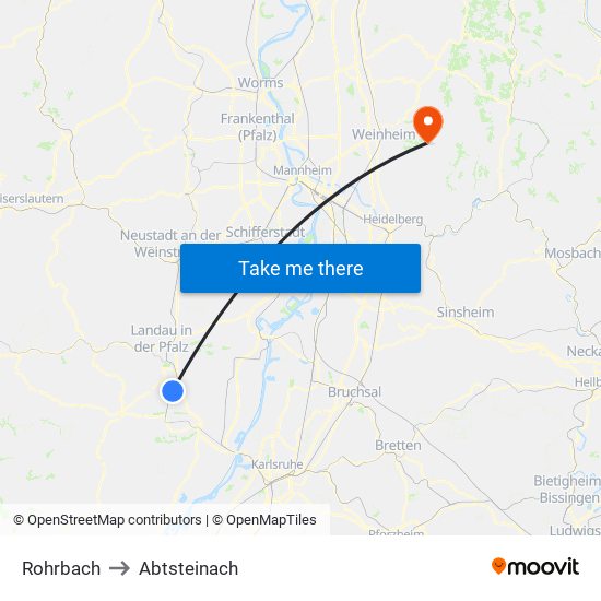 Rohrbach to Abtsteinach map
