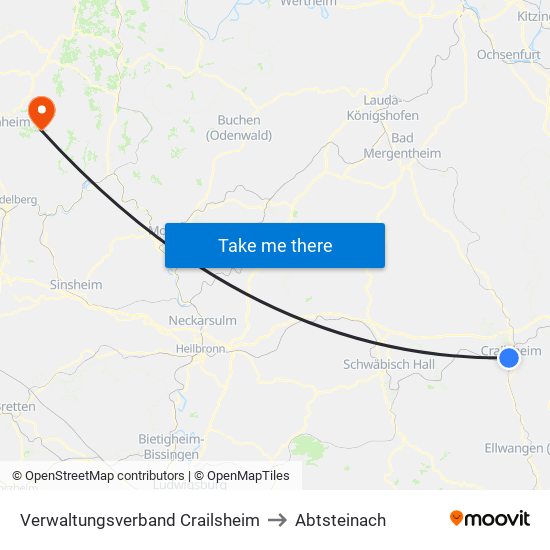Verwaltungsverband Crailsheim to Abtsteinach map