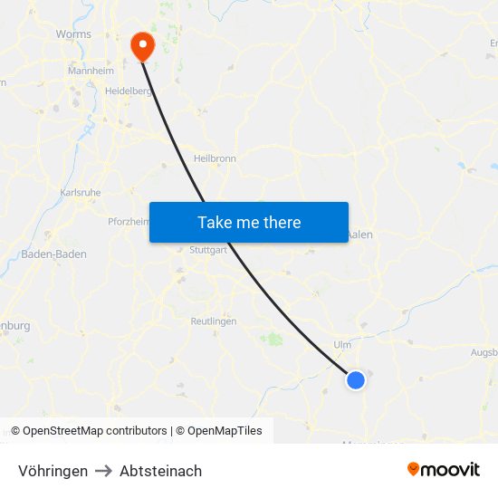 Vöhringen to Abtsteinach map