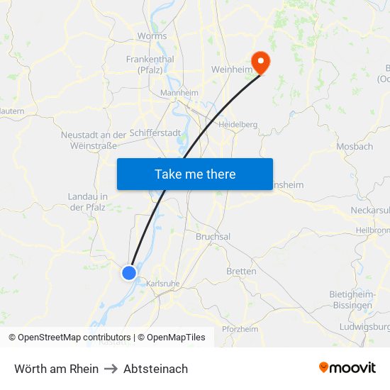 Wörth am Rhein to Abtsteinach map