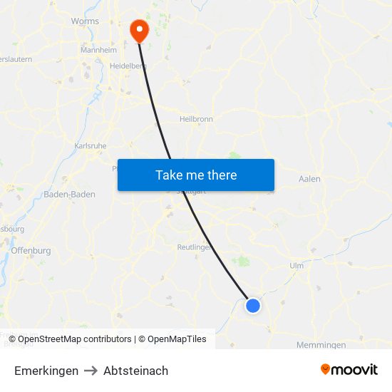 Emerkingen to Abtsteinach map