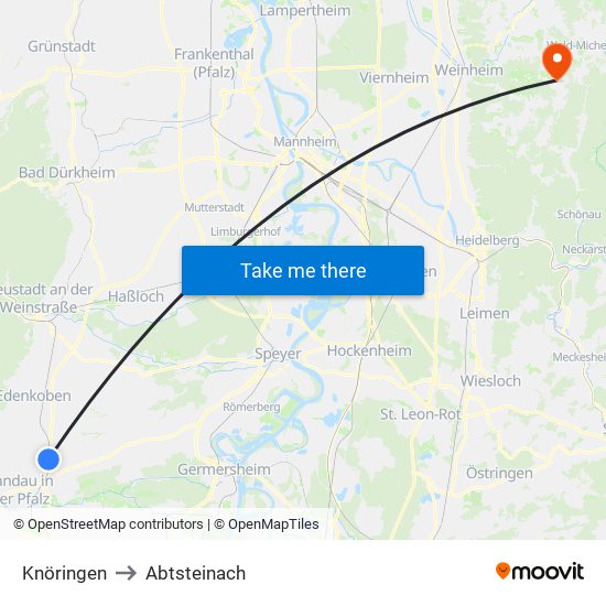 Knöringen to Abtsteinach map