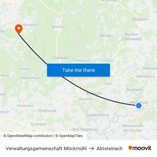 Verwaltungsgemeinschaft Möckmühl to Abtsteinach map
