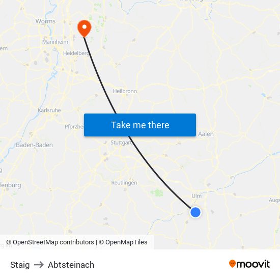 Staig to Abtsteinach map