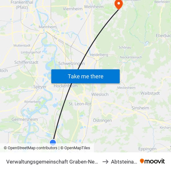 Verwaltungsgemeinschaft Graben-Neudorf to Abtsteinach map