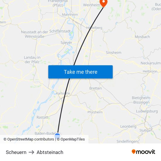 Scheuern to Abtsteinach map