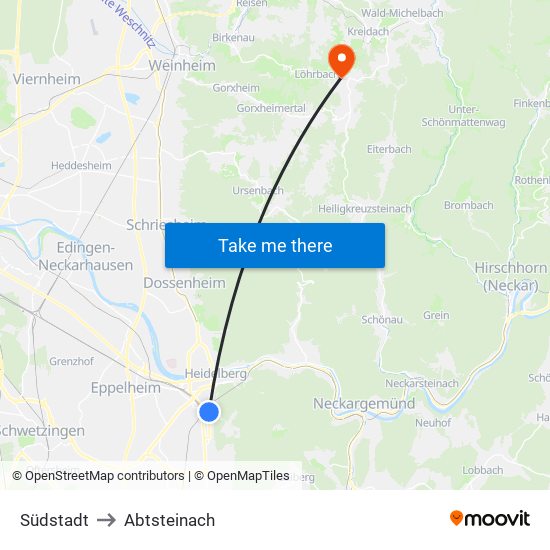 Südstadt to Abtsteinach map