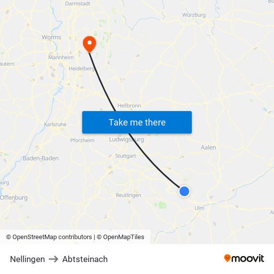 Nellingen to Abtsteinach map