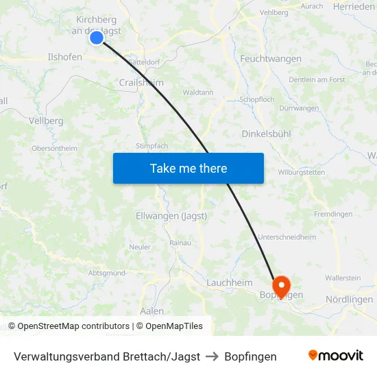 Verwaltungsverband Brettach/Jagst to Bopfingen map