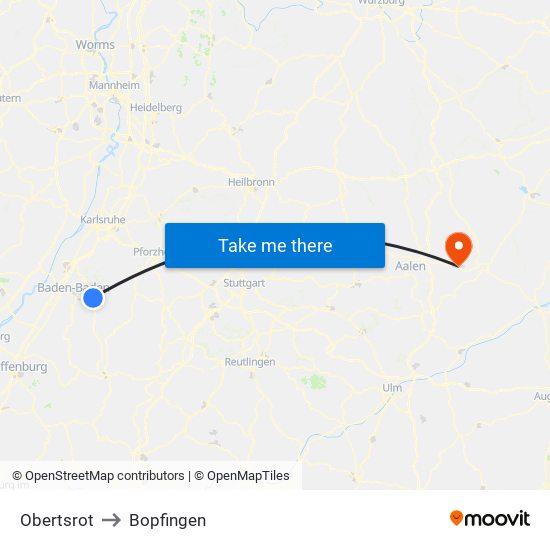 Obertsrot to Bopfingen map