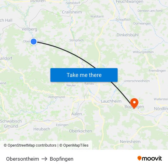 Obersontheim to Bopfingen map