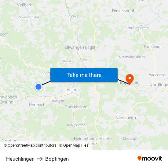 Heuchlingen to Bopfingen map
