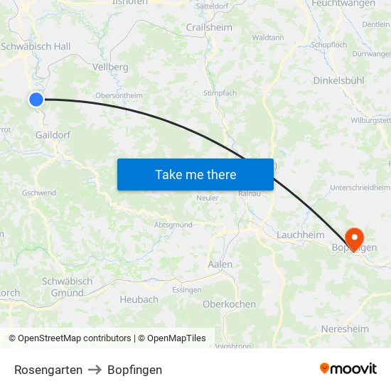 Rosengarten to Bopfingen map