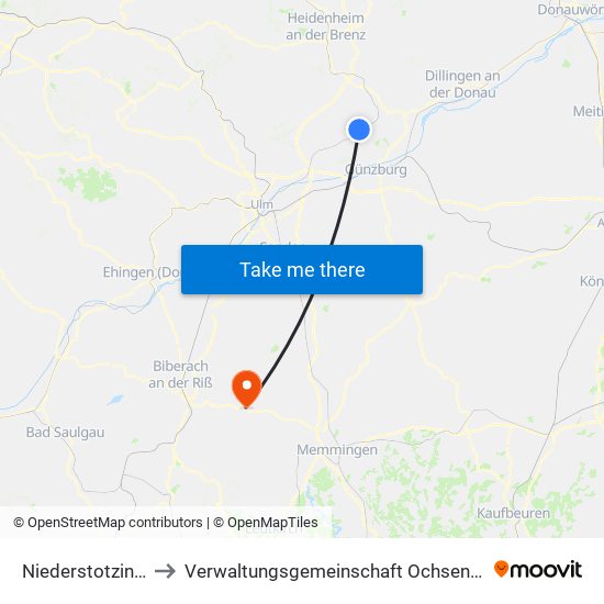 Niederstotzingen to Verwaltungsgemeinschaft Ochsenhausen map