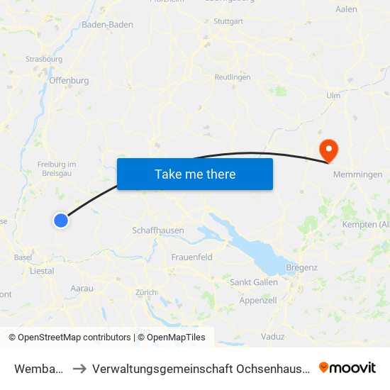 Wembach to Verwaltungsgemeinschaft Ochsenhausen map
