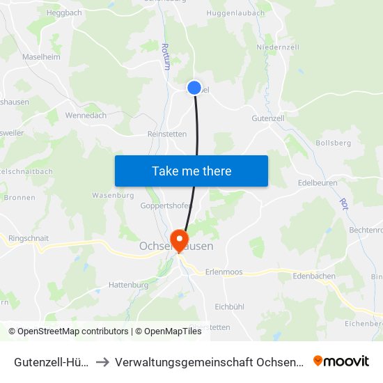 Gutenzell-Hürbel to Verwaltungsgemeinschaft Ochsenhausen map