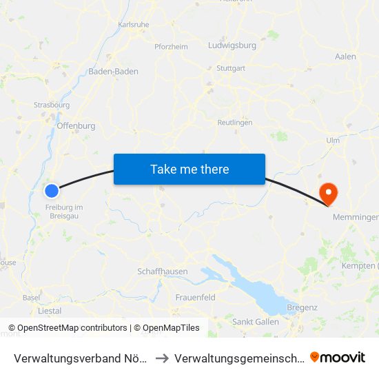 Verwaltungsverband Nördlicher Kaiserstuhl to Verwaltungsgemeinschaft Ochsenhausen map