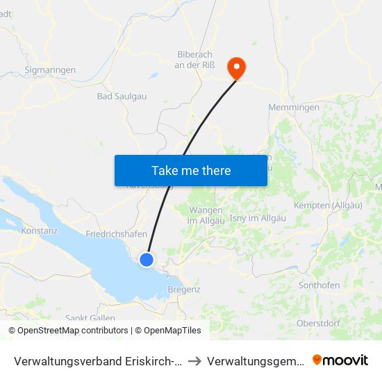 Verwaltungsverband Eriskirch-Kressbronn am Bodensee-Langenargen to Verwaltungsgemeinschaft Ochsenhausen map