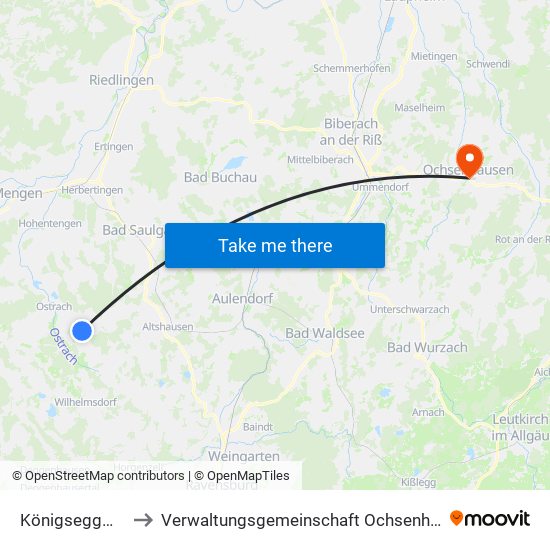 Königseggwald to Verwaltungsgemeinschaft Ochsenhausen map