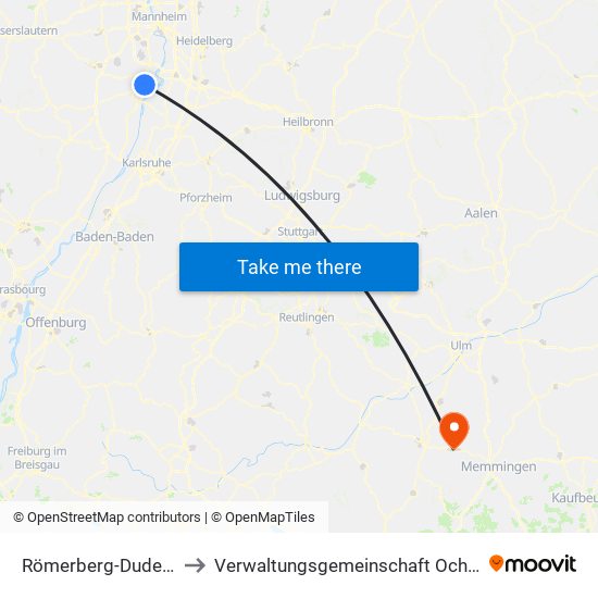 Römerberg-Dudenhofen to Verwaltungsgemeinschaft Ochsenhausen map