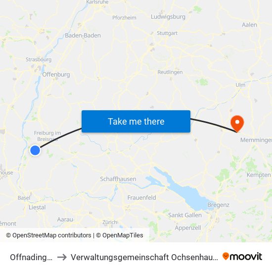 Offnadingen to Verwaltungsgemeinschaft Ochsenhausen map