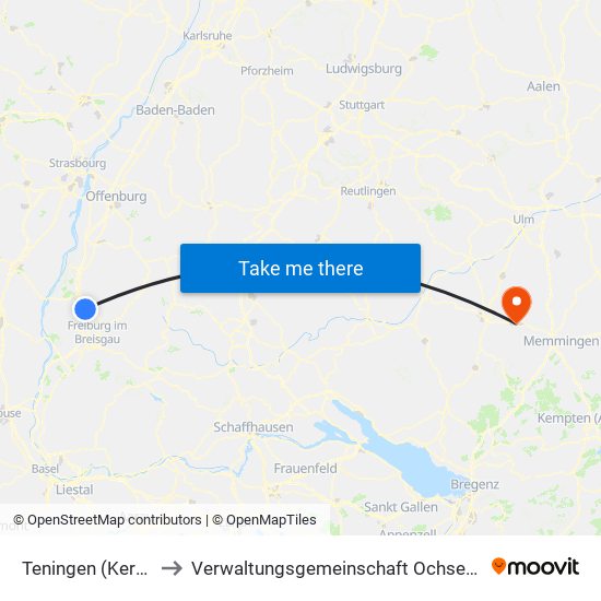 Teningen (Kernort) to Verwaltungsgemeinschaft Ochsenhausen map