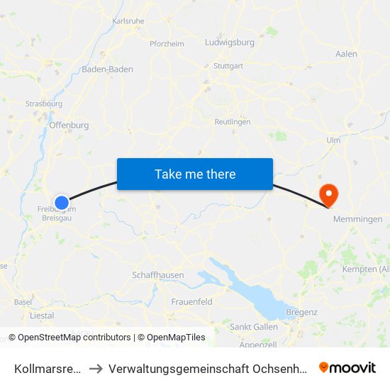 Kollmarsreute to Verwaltungsgemeinschaft Ochsenhausen map