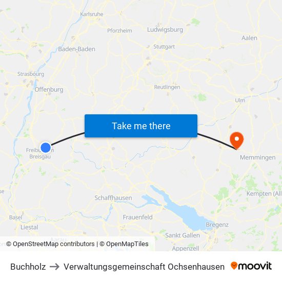 Buchholz to Verwaltungsgemeinschaft Ochsenhausen map