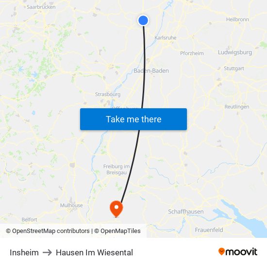 Insheim to Hausen Im Wiesental map