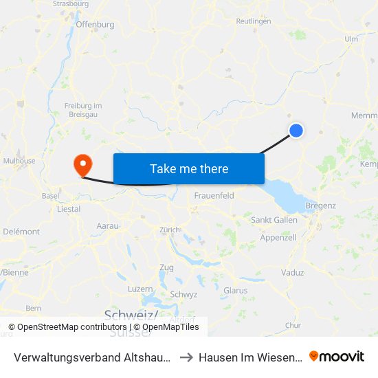 Verwaltungsverband Altshausen to Hausen Im Wiesental map