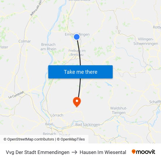 Vvg Der Stadt Emmendingen to Hausen Im Wiesental map