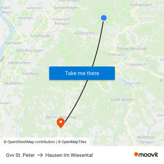 Gvv St. Peter to Hausen Im Wiesental map