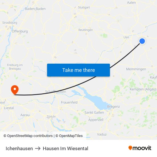 Ichenhausen to Hausen Im Wiesental map