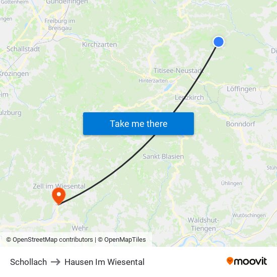 Schollach to Hausen Im Wiesental map