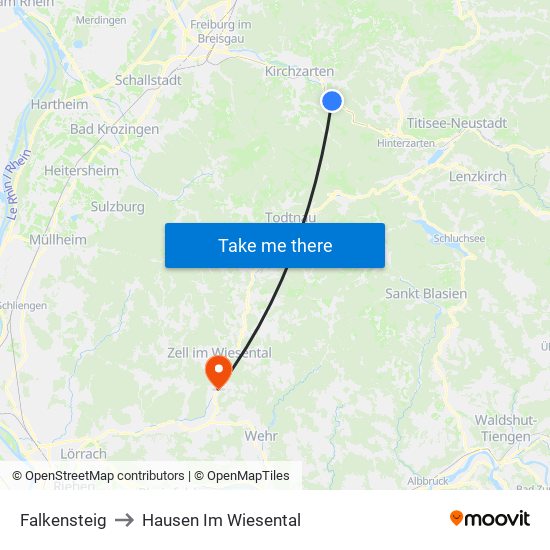 Falkensteig to Hausen Im Wiesental map