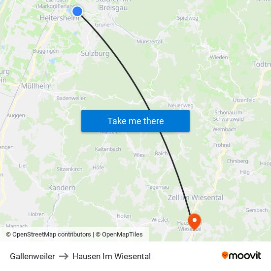 Gallenweiler to Hausen Im Wiesental map