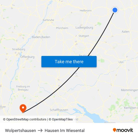 Wolpertshausen to Hausen Im Wiesental map