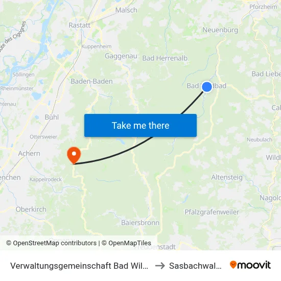Verwaltungsgemeinschaft Bad Wildbad to Sasbachwalden map