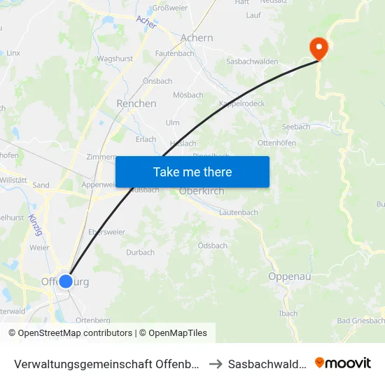 Verwaltungsgemeinschaft Offenburg to Sasbachwalden map